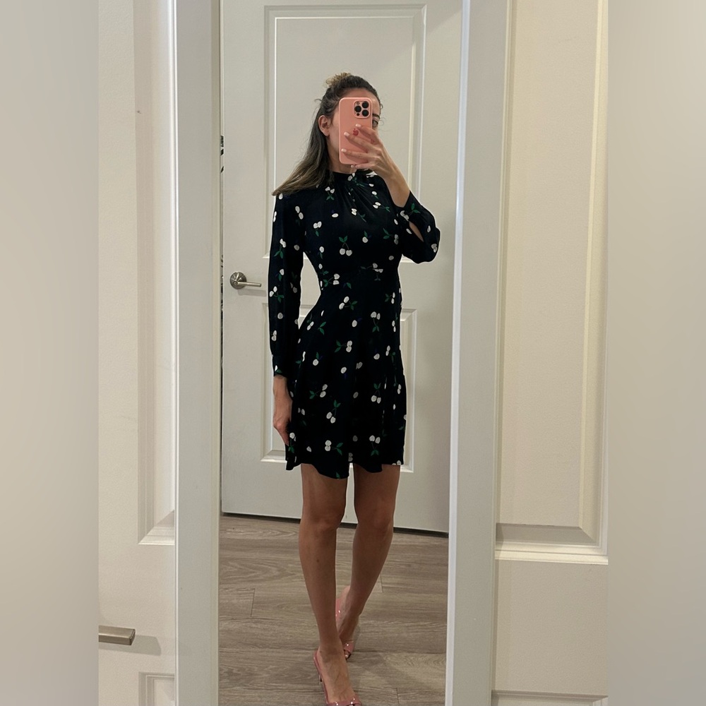 Banana Republic dark blue dress with print cherries size 00